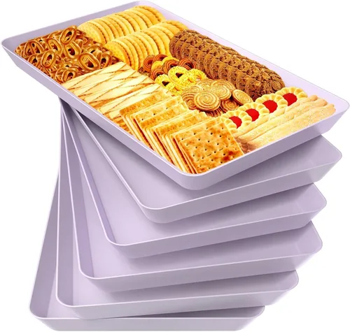 Vista 22 de WOWBOX 4 bandejas de servir para entretenimiento, platos para servir aperitivos, frutas, galletas, postres, bandejas de plástico reutilizables