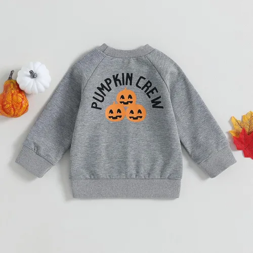 Vista 5 de Karwuiio Sudadera de manga larga con cuello redondo para bebé, niño, niña, Halloween, sudadera de manga larga, ropa de otoño