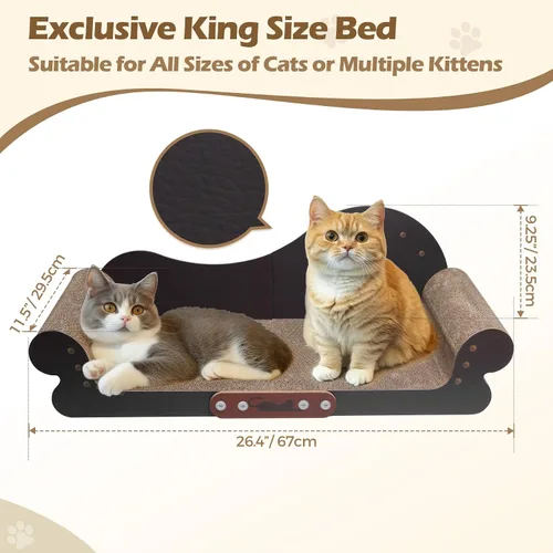 Vista 5 de ComSaf Cama Rascador Grande para Gatos - Tabla Rascadora para Gatos de 26", Sofá Rascador para Gatos de Cartón, Cama Lounge Rascadora Duradera