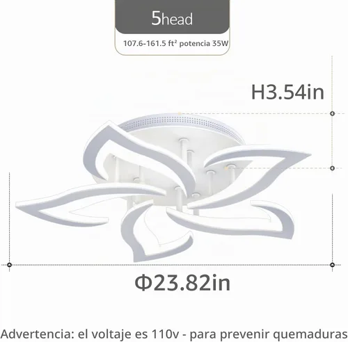 Vista 6 de AHAWILL Lámpara de techo regulable moderna incrustada LED lámpara de techo de pétalos acrílicos de metal, adecuada para salas de estar, dormitorios