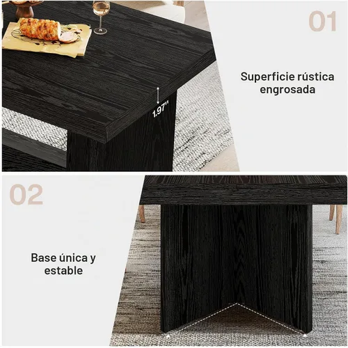 Vista 7 de Tribesigns Mesa de comedor de 63 pulgadas para 4-6, mesa de cocina estilo granja, color negro