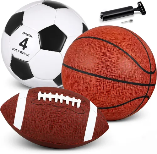Vista 11 de Libima Juego de 3 pelotas deportivas para niños y adolescentes, incluye tamaño oficial, baloncesto, fútbol, fútbol con bomba y bolsa de transporte