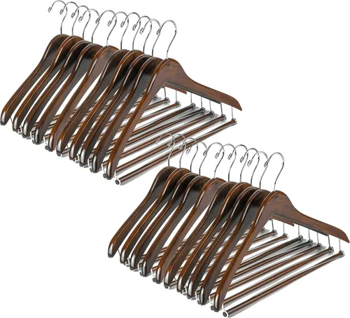 Vista 7 de Quality Hangers Perchas de madera hermosas y resistentes para abrigos, perchas curvas, ideales para viajeros, colgador resistente con barra