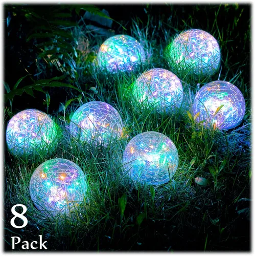 Vista 8 de Honoson Luces solares decorativas para exteriores, impermeables, luces LED de cristal agrietado para caminos, pasarelas, jardín, patio, decoración