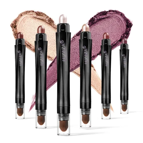 Vista 23 de 6 unidades de sombra de ojos en barra de maquillaje en barra, metálico y mate, brillo de ojos, lápiz de lápiz, A01-marrón neutro A-marrón neutro