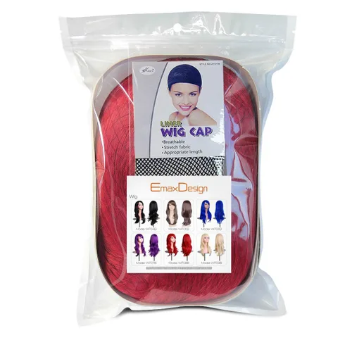 Vista 3 de Pelucas de 28 pulgadas EmaxDesign, ondulado rizado para cosplay, gorro de peluca y peine gratis (rojo)