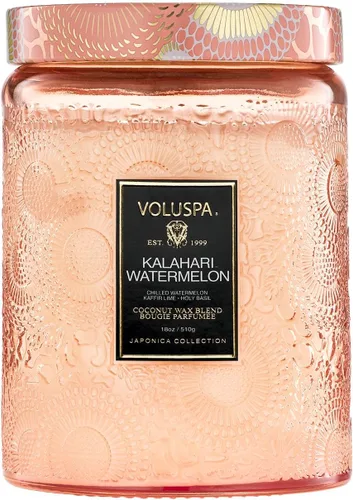 Vista 17 de Vela en frasco de vidrio grande de enebro francés y lavanda, 100 horas, 16 oz, Voluspa Coconut Wax Blend in Decorative Glass, Clean Even Burn, USA