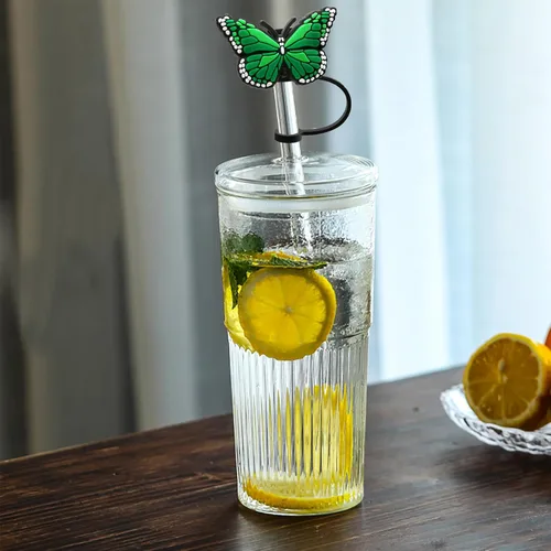 Vista 4 de 9 fundas de pajilla, reutilizables, a prueba de polvo, para vasos, de silicona, a prueba de salpicaduras, cubiertas de pajitas portátiles