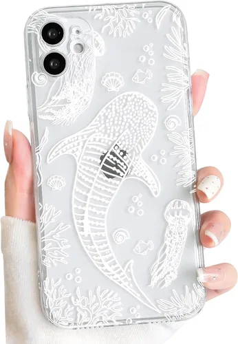 Vista 114 de NITITOP Funda para iPhone 13 Clear Sea Animal - Pez negro Pescado Negro