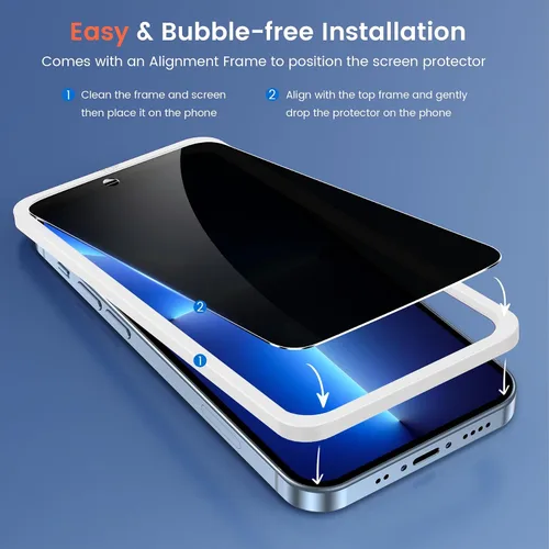 Vista 6 de Fotbor Protector de pantalla de privacidad para iPhone 13 Pro con protector de lente de cámara [2 + 2 unidades], con kit de fácil instalación