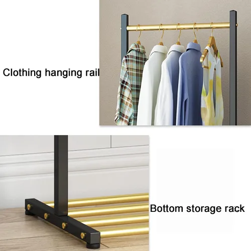 Vista 6 de Garment Rack Freestanding Metal Coat Rack Stand, Modern Clothing Rack With Shelves, Bedroom And Hallway Clothes Hanging Rail, Space Saving Hanger