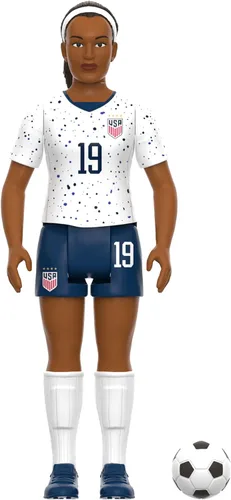 Vista 2 de Super7 USWNT Soccer Crystal Dunn - Figura de acción del equipo nacional de mujeres de Estados Unidos de 3.75 pulgadas con accesorio de pelota