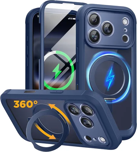 Vista 38 de Miracase - Funda magnética para iPhone 13 Pro Max de 6.7 pulgadas (compatible con MagSafe), transparente, completo, protector de pantalla de vidrio