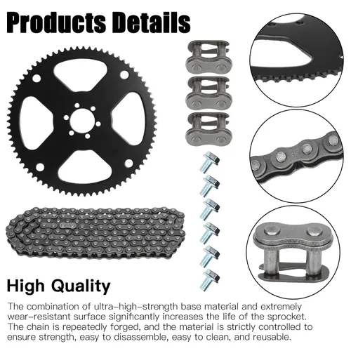 Vista 5 de YOXUFA Piñón de 75 dientes con 35 cadenas de transmisión 140 eslabones de repuesto para mini bicicleta Coleman CT100U CC100X Baja Doodle Bug DB30