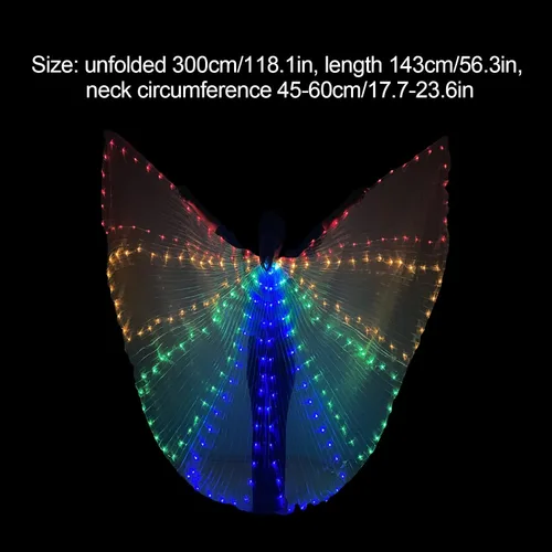 Vista 6 de TOPINCN Alas de mariposa iluminadas LED de ISIS, alas luminosas de danza del vientre, disfraces para actuaciones escénicas, fiestas (de colores)