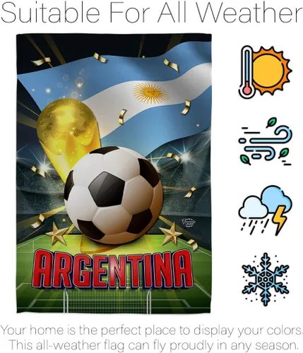 Vista 6 de Bandera del equipo de la Copa Mundial de la FIFA 2022 con bandera de Argentina para decoración del hogar al aire libre, arte de pared