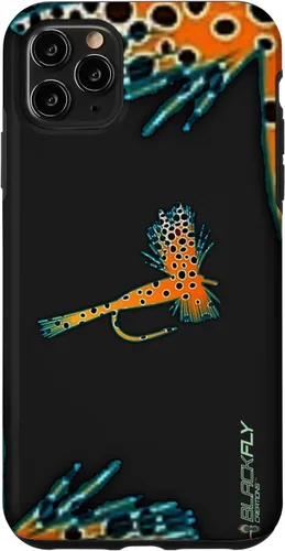 Vista 13 de Funda para iPhone 16 con mosca y pesca con moscas secas de piel de trucha por Black Fly Case