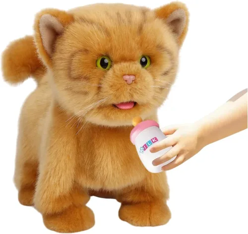 Vista 10 de CU-MATE Juguete electrónico de peluche de simulación interactiva, realista, cachorro, gato, con cola para caminar, ladrar, menear, hablar, como