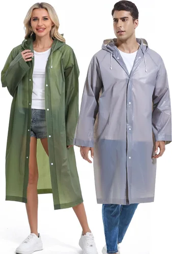 Vista 49 de 2 abrigos de lluvia de Borogo para adultos, chaquetas de lluvia reutilizables para hombres y mujeres
