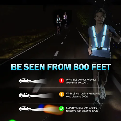 Vista 5 de Chaleco reflectante para correr, correas reflectantes, chaleco de seguridad de alta visibilidad para correr de noche, ciclismo, motocicleta, chaleco