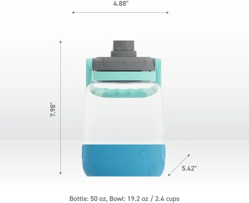 Vista 6 de Asobu Buddy Bottle - Botella de agua aislada de acero inoxidable para con cuenco de agua extraíble para perro y cuenco de almacenamiento de comida