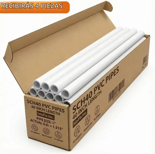 Vista 4 de Tubería de PVC de 1 pulgada de grado para muebles, proyectos de bricolaje de PVC para el hogar, jardín, invernadero, granja y taller, Sch. 40 blanco