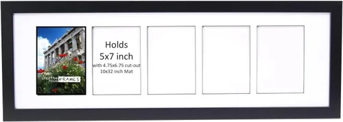 Vista 45 de Creative Picture Frames Marco de Fotos Negro con 2 Aberturas de Vidrio que Contiene Fotografías de 5 por 7 Pulgadas con Paspartú Negro de 10X12