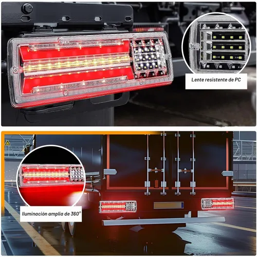Vista 2 de Ourbest Luces traseras para camión, remolque, RV, reversa, trasera, parada, luz de freno de señal de giro de 11 pulgadas para caravanas