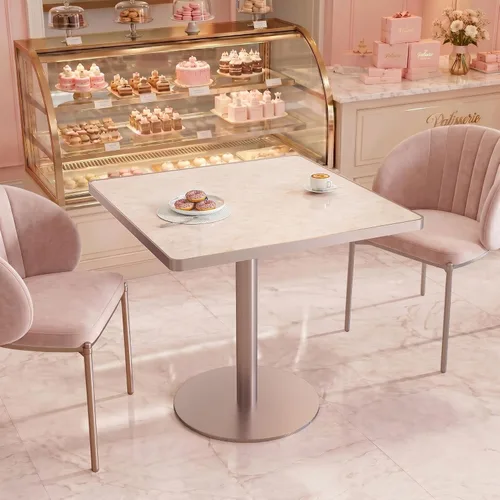 Vista 17 de Mesa de tulipán de 31.5 pulgadas, mesa de comedor redonda con mesa de Aqua Jade (oro rosa)