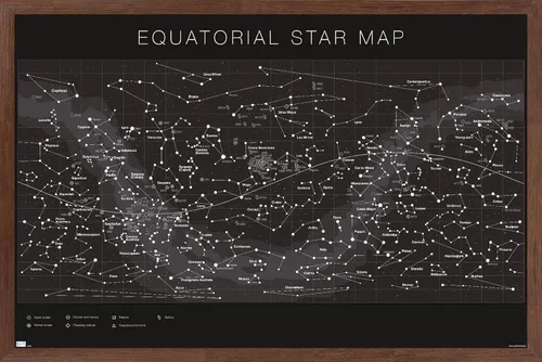 Vista 9 de Trends International Astrología - Póster de pared con mapa estelar ecuatorial, 14.725 x 22.375 pulgadas, versión enmarcada de madera de granero