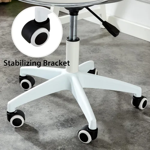 Vista 9 de Silla de plástico, silla giratoria ajustable con respaldo giratorio sin brazos de plástico, silla ergonómica de escritorio para computadora