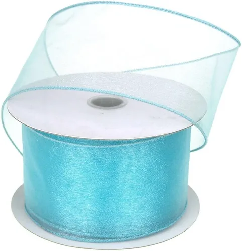 Vista 4 de Homeford Cinta de gasa transparente con borde con alambre, 25 yardas (1-1/2 pulgadas, belleza)