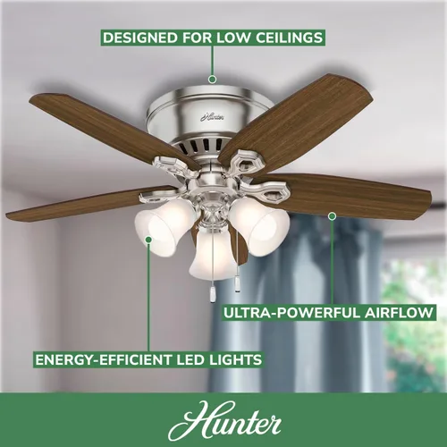 Vista 2 de Hunter - Ventilador de techo para interiores de 42 pulgadas con luces LED - Ventilador de techo con cadena de tracción, para dormitorio, sala
