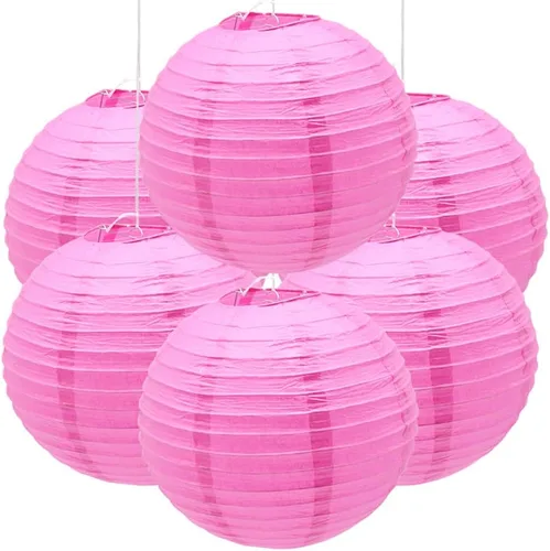 Vista 11 de 6 linternas de papel decorativas redondas colgantes