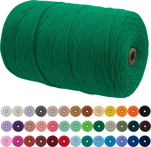 Vista 163 de JeogYong Cordón de macramé de un solo hilo 3 mm x 109 yardas (328 pies) Cuerda de algodón suave Hilo de macramé de 3 mm, suministros de macramé