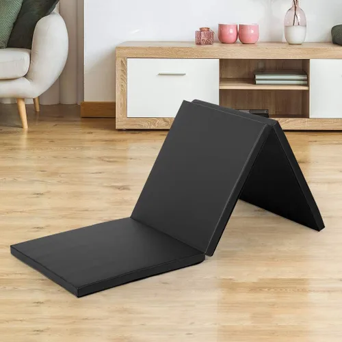 Vista 2 de Exercise Mat 2'x6'/4'x8'/4'x10' Gymnastics Mat Folding Gymnastics Tumbling Mats 1.6"-2" Thick PU Leather Yoga Mat Portable With Carrying Handles for