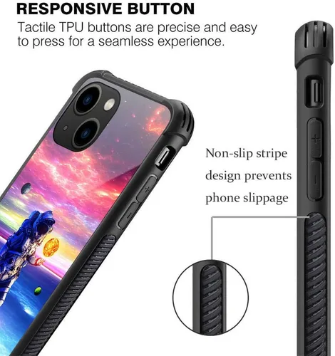 Vista 4 de ZHEGAILIAN Funda compatible con iPhone, diseño de astronautas de estrellas para hombres y niños, diseño de patrón a prueba de golpes, antiarañazos