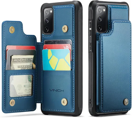 Vista 14 de Vinich - Funda tipo cartera para Samsung Galaxy S20 FE con tarjetero, color negro Ranuras de crédito con bloqueo RFID, soporte para teléfono a