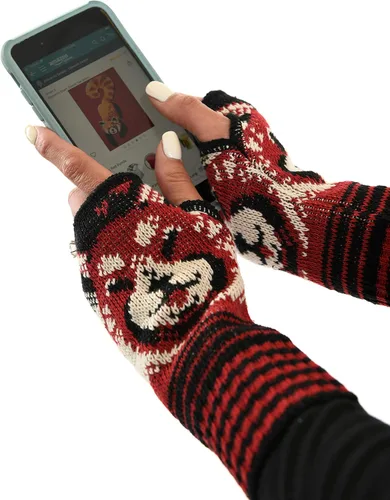 Vista 2 de Green 3 Guantes sin dedos de algodón reciclado para mujer, talla única