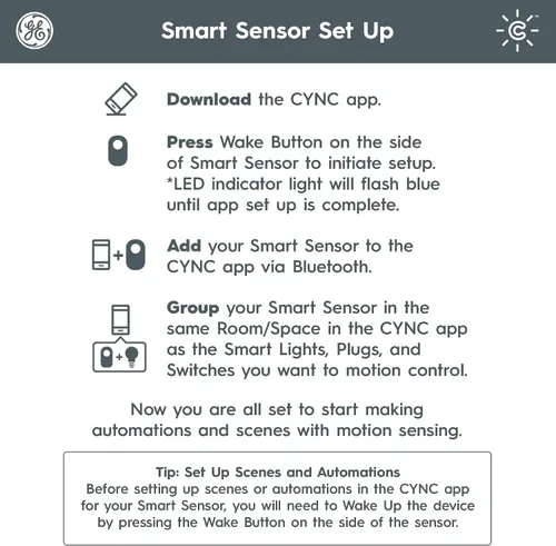 Vista 16 de GE CYNC Sensor de movimiento inteligente inalámbrico, alimentado por
