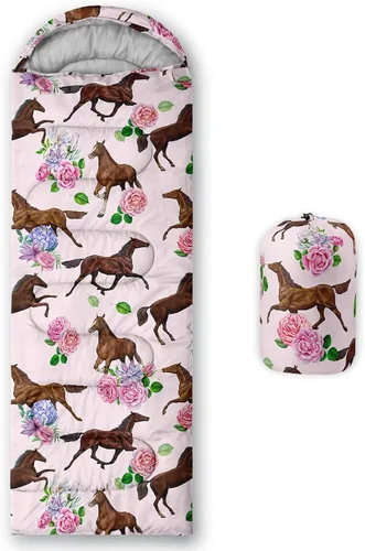 Vista 67 de QOOMO Saco de dormir para camping, 3 estaciones, clima cálido y fresco, ligero, saco de dormir impermeable para adultos y niños, viajes y al aire