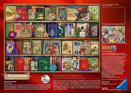 Vista 5 de Ravensburger The Christmas Library, rompecabezas de 1000 piezas