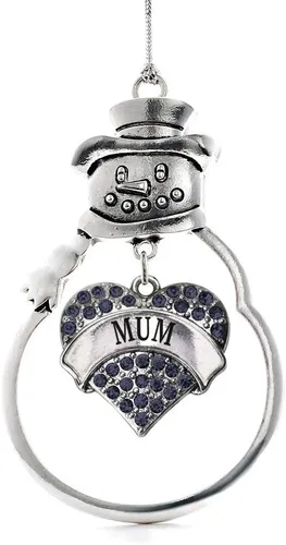 Vista 49 de Inspired Silver - Fuerza Aérea - Adorno de Navidad plateado - Adorno de árbol de Navidad con colgante de corazón azul con circonita cúbica