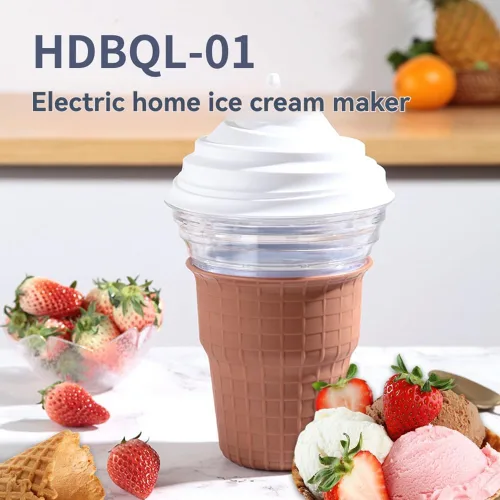 Vista 2 de Mini máquina eléctrica de helado Máquina de helado Máquina de yogur de frutas Máquina casera de batido