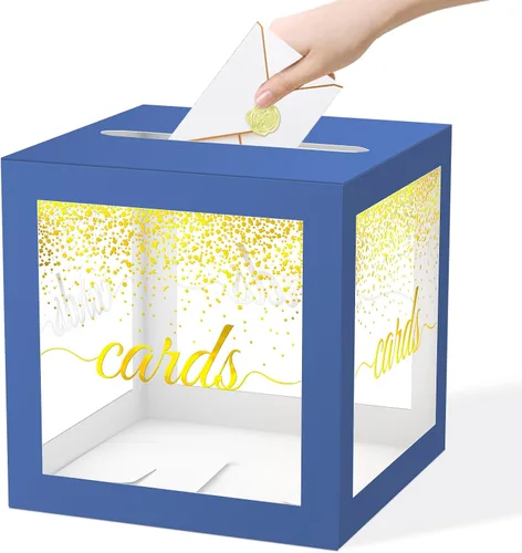 Vista 20 de WNINK Caja transparente para tarjetas de regalo, caja de recepción de tarjetas para cumpleaños, boda, compromiso, despedida de soltera o baby