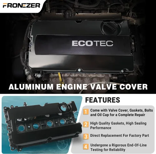 Vista 2 de Kit de cubierta de válvulas de motor de aluminio con junta, pernos, tapa de llenado de aceite Compatible con Chevy Cruze 2011-2016, Sonic 2012-2018