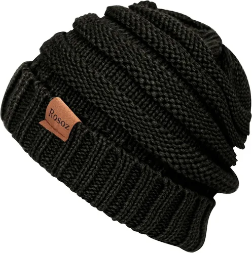 Vista 3 de Rosoz Gorros de invierno para mujer para mujer, gorros de punto cálidos para mujer, gruesos para clima frío