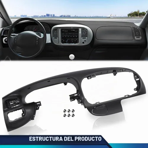 Vista 9 de PIT66 Bisel de Almohadilla de Tablero Negro Compatible con Ford F150 1997-2003/ Compatible con Ford Expedition 1997-2003