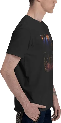 Vista 4 de Camiseta de manga corta con gráficos de algodón para hombre, color negro