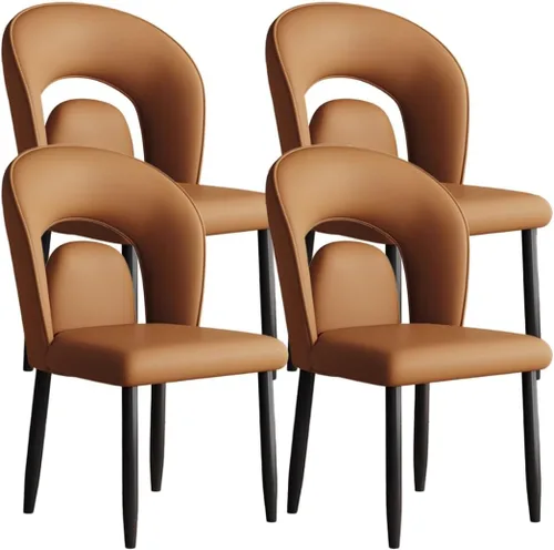 Vista 20 de YVYKFZD Leather Dining Chairs, Kitchen Chairs Set with Curved Back, Upholstered Dining Room Chair, Armless Comfy Side Chair, for Living Room, Dark